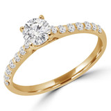Round Lab Created Diamond Solitaire with Accents Engagement Ring in Yellow Gold (MVSS1025-Y)