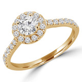 Round Lab Created Diamond Round Halo Engagement Ring in Yellow Gold (MVSS1033-Y)
