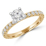 Round Lab Created Diamond Solitaire with Accents Engagement Ring in Yellow Gold (MVSS1034-Y)