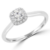 Round Lab Created Diamond Cushion Halo Engagement Ring in White Gold (MVSS1037-W)