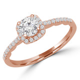 Round Lab Created Diamond Cushion Halo Engagement Ring in Rose Gold (MVSS1039-R)