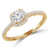 Round Lab Created Diamond Cushion Halo Engagement Ring in Yellow Gold (MVSS1039-Y)