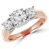 Round Lab Created Diamond Three-Stone Engagement Ring in Rose Gold (MVSX1001-R)