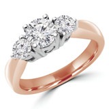 Round Lab Created Diamond Three-Stone Engagement Ring in Rose Gold (MVSX1002-R)