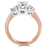 Round Lab Created Diamond Three-Stone Engagement Ring in Rose Gold (MVSX1002-R)