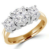 Round Lab Created Diamond Three-Stone Engagement Ring in Yellow Gold (MVSX1003-Y)