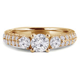 Round Lab Created Diamond Three-Stone Engagement Ring in Yellow Gold with Accents (MVSX1010-Y)