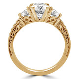 Round Lab Created Diamond Vintage Three-Stone Engagement Ring in Yellow Gold with Accents (MVSX1016-Y)