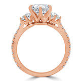 Round Lab Created Diamond Three-Stone Engagement Ring in Rose Gold with Accents (MVSX1020-R)