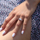 Round Lab Created Diamond Three-Stone Engagement Ring in White Gold with Accents (MVSX1020-W)