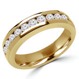 Round Lab Created Diamond Channel Set Semi-Eternity Wedding Band Ring in Yellow Gold (MVSXB1041-Y)