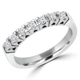 Round Lab Created Diamond Semi-Eternity Wedding Band Ring in White Gold (MVSXB1043-W)
