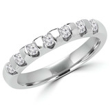 Round Lab Created Diamond Seven-Stone Semi-Eternity Wedding Band Ring in White Gold (MVSXB1045-W)