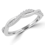 Round Lab Created Diamond Semi-Eternity Wedding Band Ring in White Gold (MVSXB1056-W)