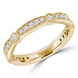 Round Lab Created Diamond 3/4 Way Semi-Eternity Wedding Band Ring in Yellow Gold (MVSXB1074-Y)