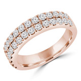 Round Lab Created Diamond Two-Row Semi-Eternity Wedding Band Ring in Rose Gold (MVSXB1077-R)