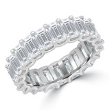 5 4/5 to 7 1/3 CTW Full Eternity Emerald Lab Created Diamond Anniversary Wedding Band Ring in White Gold (MVSAR1018-W)