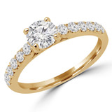 Round Diamond Solitaire with Accents Engagement Ring in Yellow Gold (MVSS0032-Y)