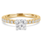 Round Diamond Solitaire with Accents Engagement Ring in Yellow Gold (MVSS0034-Y)