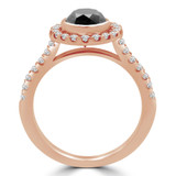 Round Black Diamond Bezel Set Round Halo Engagement Ring in Rose Gold with Accents (MVSB0038-R)