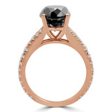 Round Black Diamond Split-Shank Solitaire with Accents Engagement Ring in Rose Gold (MVSB0044-R)