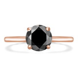 Round Black Diamond Solitaire Engagement Ring in Rose Gold (MVSB0048-R)