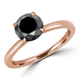 Round Black Diamond Solitaire Engagement Ring in Rose Gold (MVSB0048-R)