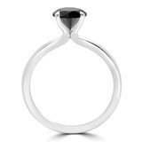Round Black Diamond Solitaire Engagement Ring in White Gold (MVSB0048-W)