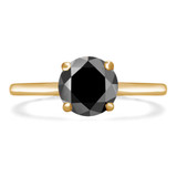 Round Black Diamond Solitaire Engagement Ring in Yellow Gold (MVSB0048-Y)