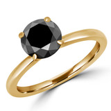 Round Black Diamond Solitaire Engagement Ring in Yellow Gold (MVSB0048-Y)