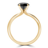 Round Black Diamond Solitaire Engagement Ring in Yellow Gold (MVSB0048-Y)