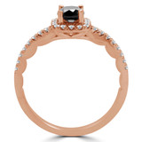 Round Black Diamond Cushion Halo Engagement Ring in Rose Gold with Accents (MVSBL0004-R)