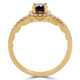 Round Black Diamond Cushion Halo Engagement Ring in Yellow Gold with Accents (MVSBL0004-Y)