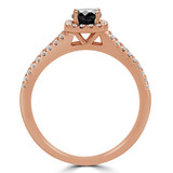 Round Black Diamond Split-Shank Cushion Halo Engagement Ring in Rose Gold with Accents (MVSBL0005-R)