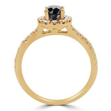 Round Black Diamond Round Halo Engagement Ring in Yellow Gold with Accents (MVSBL0006-Y)