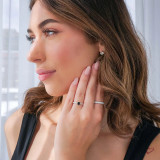 Round Black Diamond Solitaire with Accents Engagement Ring in White Gold (MVSBL0007-W)