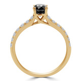 Round Black Diamond Solitaire with Accents Engagement Ring in Yellow Gold (MVSBL0007-Y)