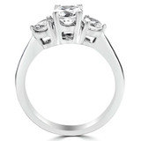 Round Diamond Three-Stone Engagement Ring in White Gold (MVSX0002-W)