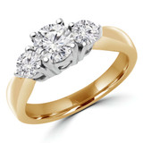 Round Diamond Three-Stone Engagement Ring in Yellow Gold (MVSX0002-Y)