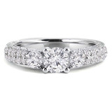 Round Diamond Three-Stone Engagement Ring in White Gold with Accents (MVSX0010-W)