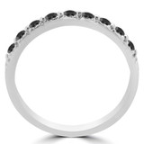 Round Black Diamond Semi-Eternity Wedding Band Ring in White Gold (MVSXB0020-W)