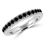Round Black Diamond Semi-Eternity Wedding Band Ring in White Gold (MVSXB0028-W)