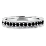 Round Black Diamond Semi-Eternity Wedding Band Ring in White Gold (MVSXB0031-W)
