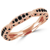Round Black Diamond Semi-Eternity Wedding Band Ring in Rose Gold (MVSXB0032-R)