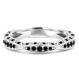 Round Black Diamond Semi-Eternity Wedding Band Ring in White Gold (MVSXB0032-W)