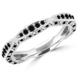 Round Black Diamond Semi-Eternity Wedding Band Ring in White Gold (MVSXB0032-W)
