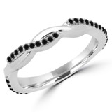 Round Black Diamond Infinity Semi-Eternity Wedding Band Ring in White Gold (MVSXB0033-W)