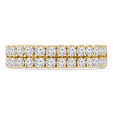 Round Diamond Two-Row Semi-Eternity Wedding Band Ring in Yellow Gold (MVSXB0077-Y)