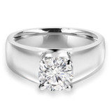 Round Lab Created Diamond Wide Shank Solitaire Engagement Ring in White Gold (MVSLG1007-W)