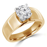 Round Lab Created Diamond Wide Shank Solitaire Engagement Ring in Yellow Gold (MVSLG1007-Y)